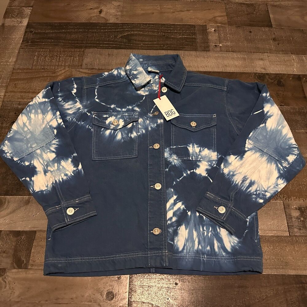 BDG Urban Outfitters Oversized Blue Denim Tie-Dye Jean Jacket‎ Women’s XS NWT